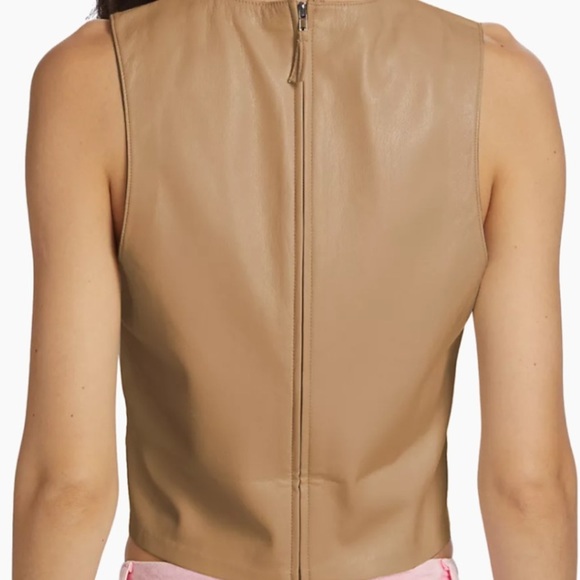 NWT Good American Vegan Leather Tan Top - Picture 3 of 8